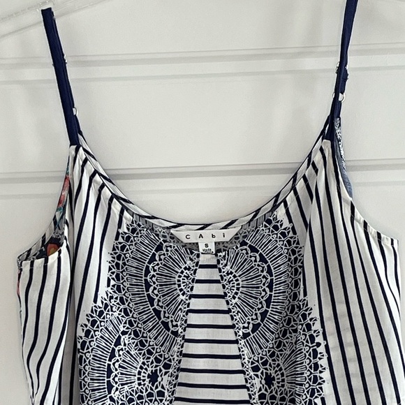 Cabi Harlow Mixed Floral Striped Print Boho Spaghetti Strap Tank Top Womens S - Picture 3 of 12
